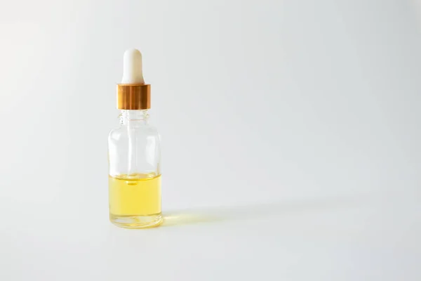 Oil Vitamin Serum Glass Bottle Light Background Copy Space Skincare — Stock Photo, Image