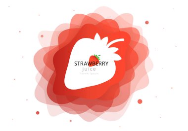 Taze meyve suyu serpilmiş çilek. Lezzetli böğürtlen ve sulu meyve. Soyut düz şekil sıvı dalga. Modern vektör illüstrasyon düzeni