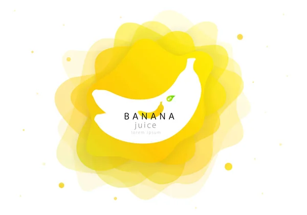 Μπανάνα τροπικά φρούτα φρέσκο χυμό για κοκτέιλ. 3D αφηρημένο σχήμα υγρό splash. Επίπεδη ροή δημιουργικού μείγματος χρωμάτων. Μοντέρνα διάταξη σχεδίασης διανυσματικής απεικόνισης — Διανυσματικό Αρχείο