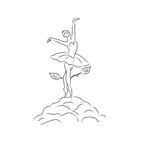 Ballerina Sta Crescendo Nella Professione Disegno Una Ballerina Sfondo Bianco — Foto Stock