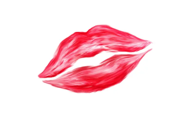 Red Lips Painted Brush Simple Drawing Smile Watercolor Lips Mouth - Stock-foto