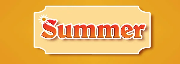 デザインのテキスト付きの水平バナー 明るいオレンジの背景にデイジー 夏用ステッカーテンプレート デザインのイラスト — ストック写真