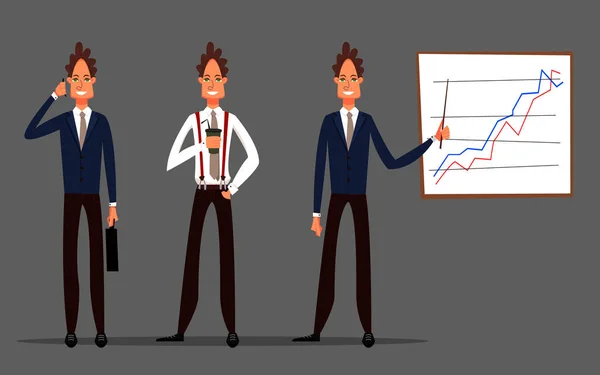 İş kümesi. İşadamı karakter. Vektör çizim