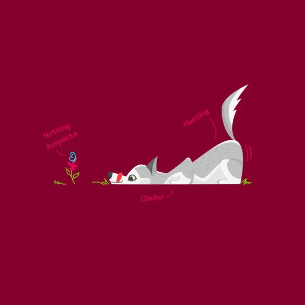 Bir karikatür Husky Illustration. Sevimli köpek.