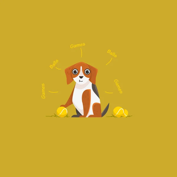 Bir karikatür Beagle Illustration. Güzel köpek. Vektör çizim içinde senin progect için çizgi stili.