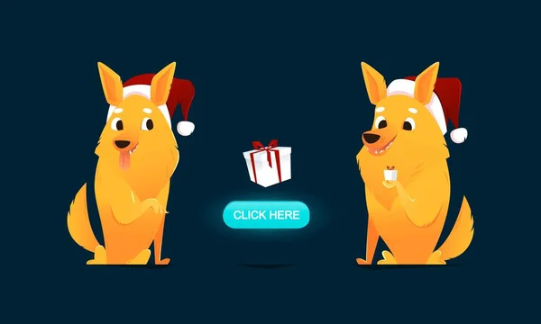 Noel köpek yavrusu karakter illüstrasyon. Kartı, afiş, broşür, davetiye tasarım.