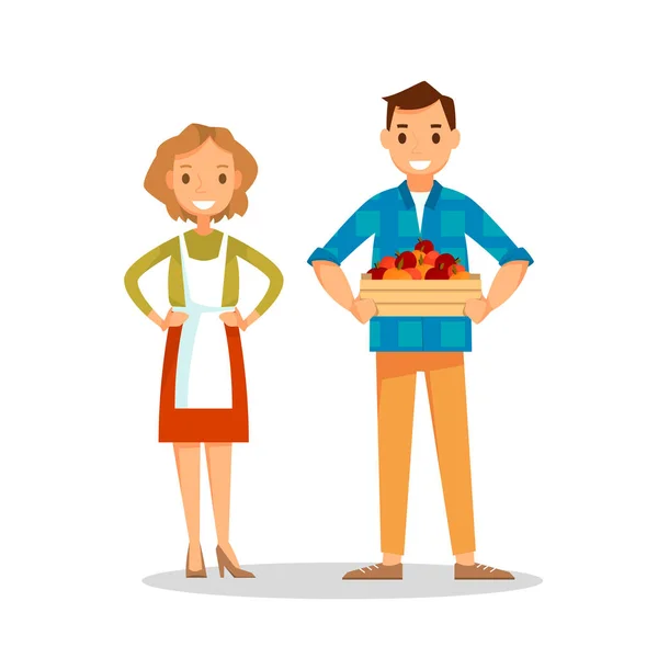 Dükkâncı karikatür tarzı. Düz bir stil vektör çizim.