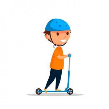 Vektör çocuk tekme scooter üzerinde.