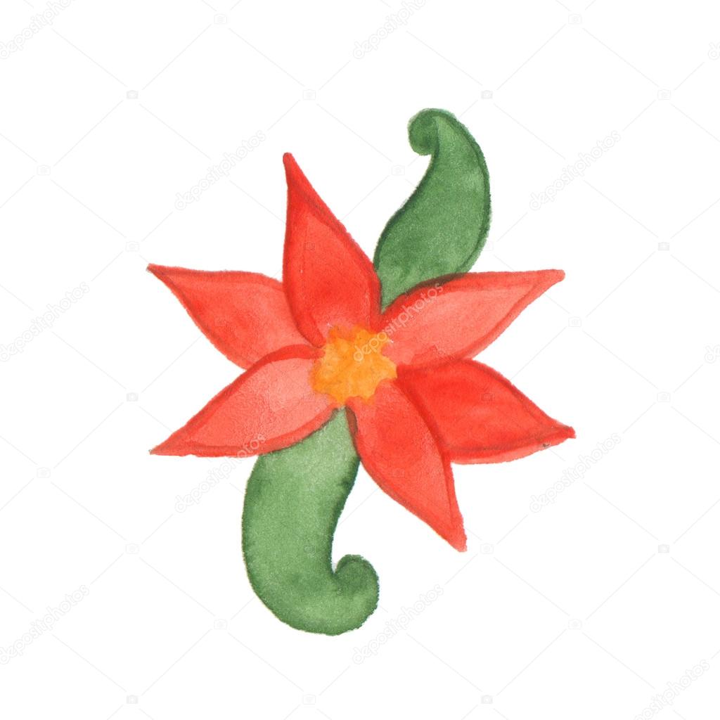 Hand drawn watercolor flower isolated on white background