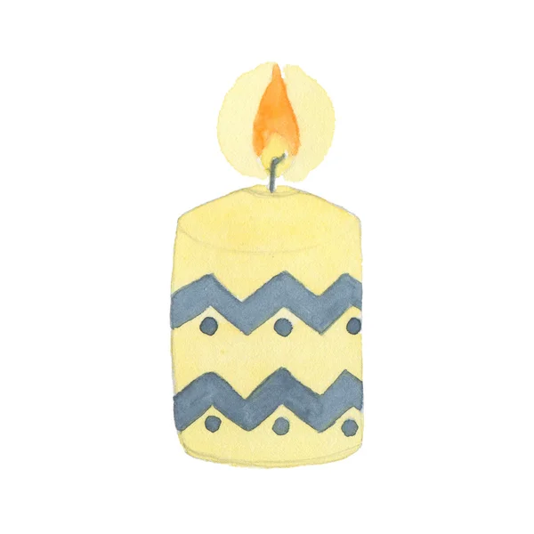Watercolor candle isolated on white background — Stock Photo, Image