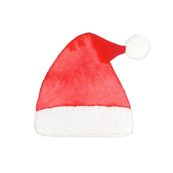 Akvarell Santa Claus kalap elszigetelt fehér background — Stock Fotó
