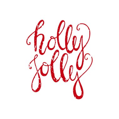 Holly neşeli handdrawn Noel yazı