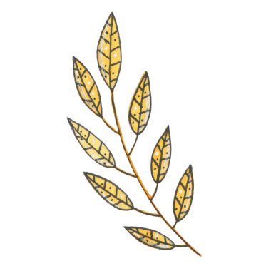 Suluboya Noel yaprak beyaz arka plan üzerinde izole kış