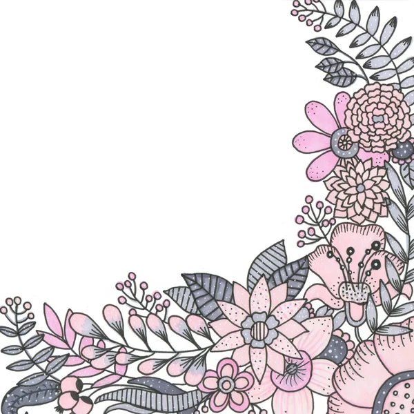 Markers bouquet of flowers isolated on white background illustration — Stock Photo, Image