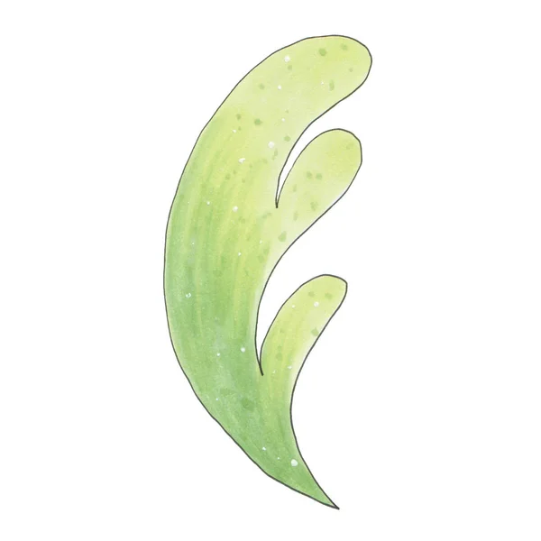 Ζωγραφισμένα στο χέρι με δείκτες κλαδί με πράσινα φύλλα — Φωτογραφία Αρχείου