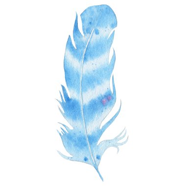 Beyaz arka plan üzerinde izole suluboya el çekilmiş boho tüy