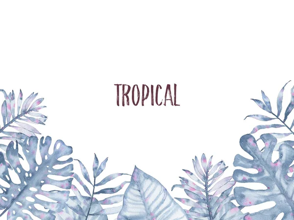 Aquarelle dessinée à la main plantes tropicales fond — Photo