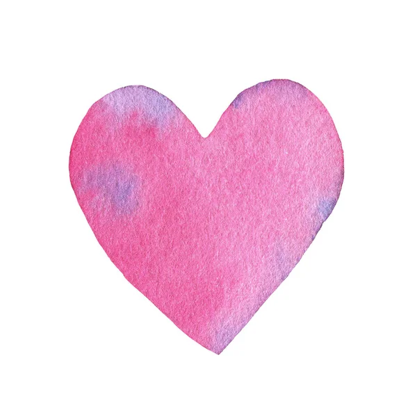 Watercolor hand drawn pink heart isolated on white background — Stock Photo, Image