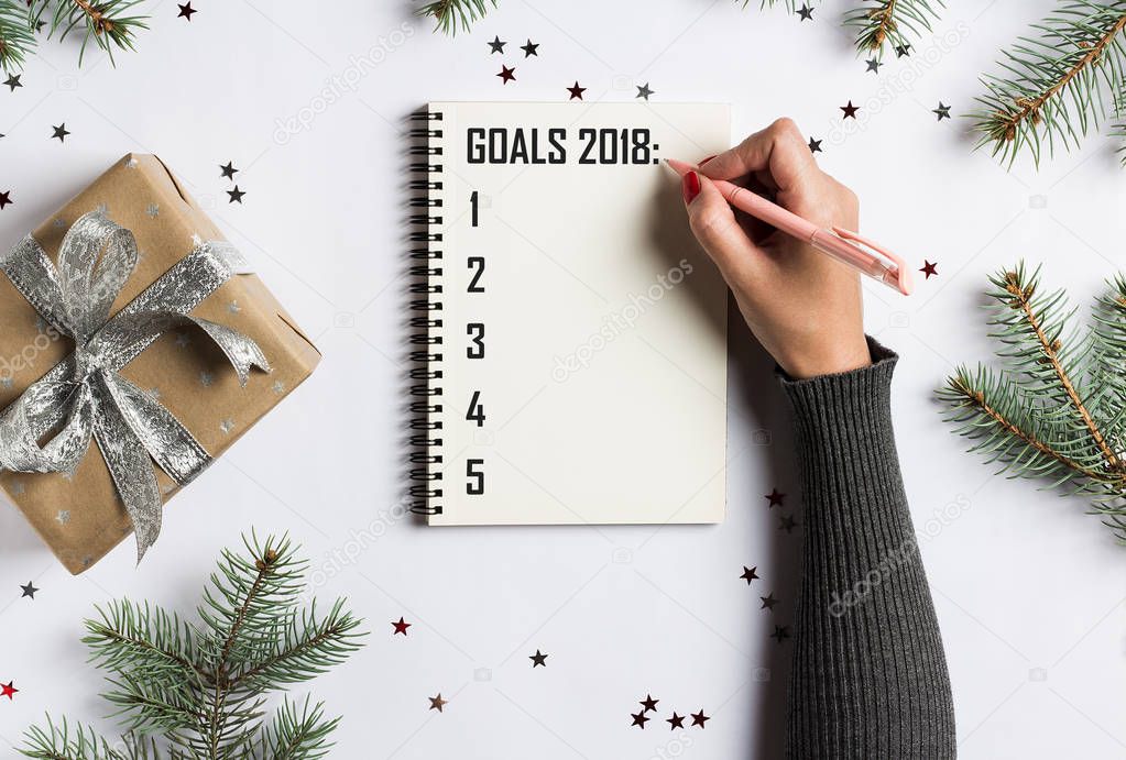 Goals plans dreams make to do list for new year christmas concept writing