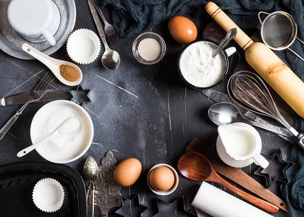 Preparation baking kitchen ingredients for cooking frame