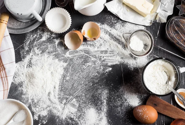 Preparation baking kitchen ingredients for cooking