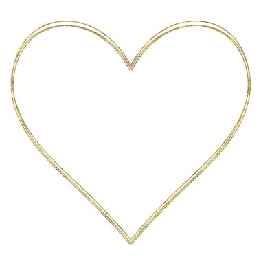 Beyaz arkaplanda izole edilmiş altın parıltılı kalp çerçevesi