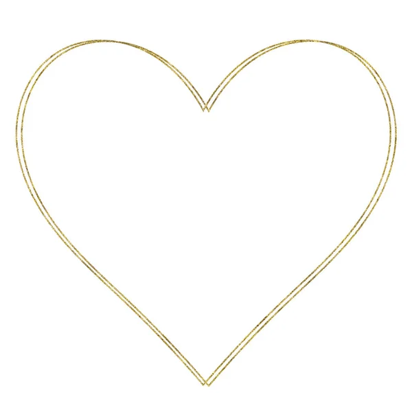 Golden glitter hart frame geïsoleerd op witte achtergrond — Stockfoto