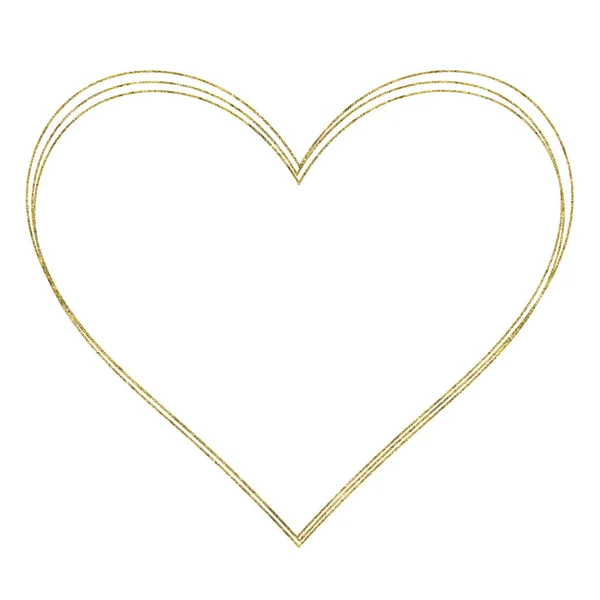Golden glitter hart frame geïsoleerd op witte achtergrond — Stockfoto