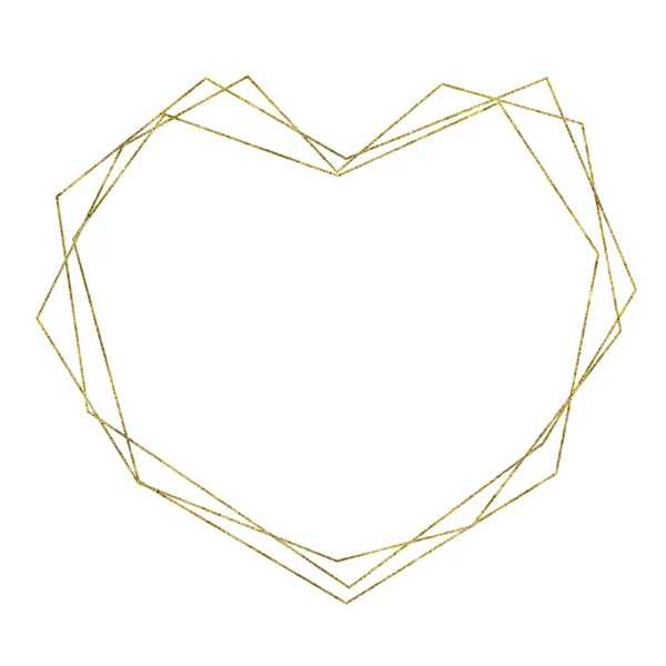 Gouden geometrische hart frame geïsoleerd op witte achtergrond — Stockfoto