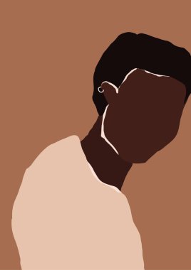 Abstract modern young brutal african american black man portrait silhouette clipart