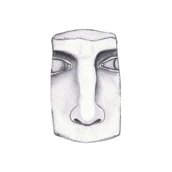 Akvarell Antik Marmor Staty Halv Ansikte Isolerad Illustration Skulptur — Stockfoto