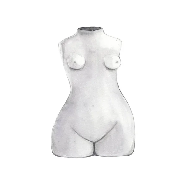 Escultura Mujer Desnuda Mármol Antiguo Acuarela Aislada Sobre Fondo Blanco — Foto de Stock