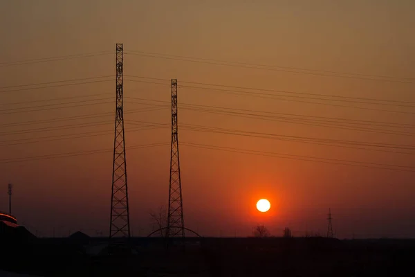 Zonsondergang Achtergrond Van Weg Antennes Prachtig Landschap Achtergrond — Stockfoto