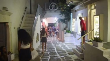 Naoussa, Paros 5 Ağustos 2016. Gece hayatı, Naoussa Paros Adası Yunanistan.