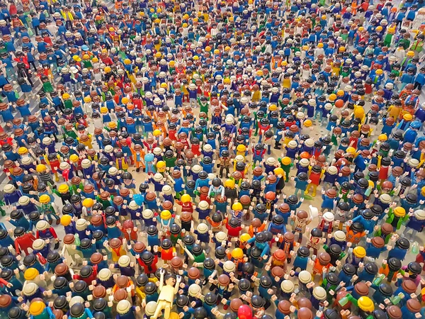 Atina, Yunanistan 19 Mart 2017.Hundreds playmobils bir sergi oyun.