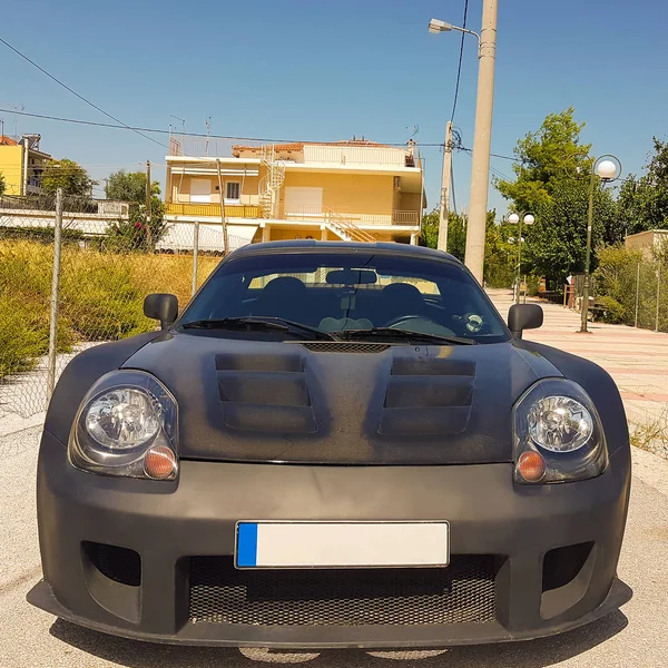 Αθήνα 19 Σεπτεμβρίου 2017. Ένα ακριβό μαύρο σπορ αυτοκίνητο. — Φωτογραφία Αρχείου