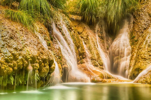 Famous waterfalls Polilimnio in Greece. An artistic view. — Stock Photo, Image