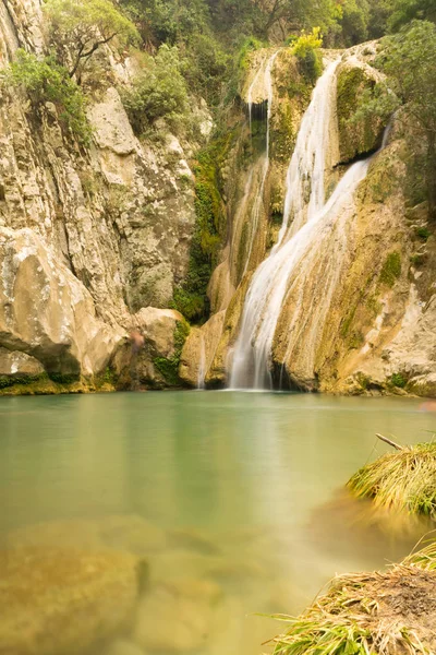 Big waterfall Kadi in Polilimnio in Greece. — Stock Photo, Image