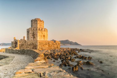 Methoni, Yunanistan 9 Ağustos 2017. Kale Methoni Yunanistan. Yavaş çekim kullanılan.