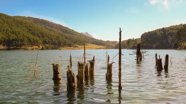 有名な観光地ギリシャの湖 Doxa — ストック動画