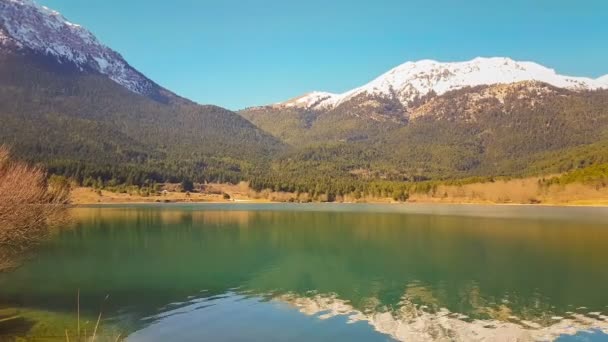 Lago Doxa Grecia Famoso Destino Invierno — Vídeo de stock