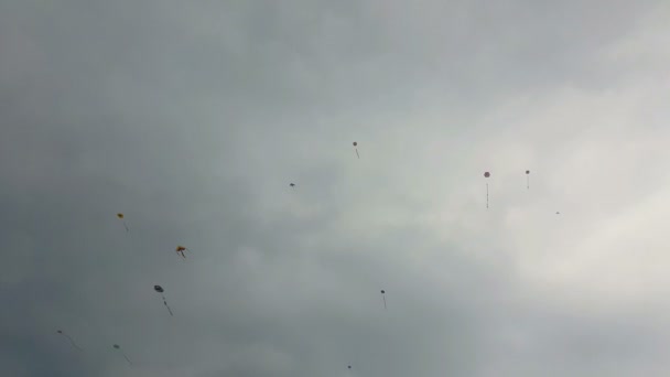 Kites Flying Air Traditional Clean Monday Greece — Stock Video