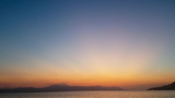 Erste Mondfinsternis Bei Sonnenuntergang Loutraki Griechenland — Stockvideo