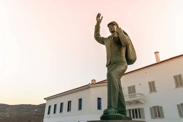 Andros Grecia Agosto 2018 Monumento Marinero Desconocido Plaza Isla Andros —  Fotos de Stock