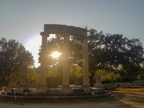 Peloponnesos Griekenland Augustus 2017 Kolommen Van Oude Olympia Griekenland Een — Stockfoto