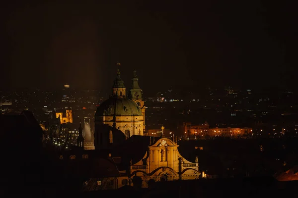 Blick Von Oben Auf Prag Bei Nacht — Stockfoto