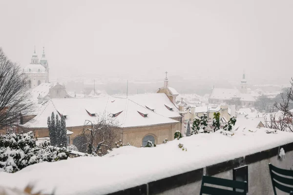 Winter Prag Dächer Schnee — Stockfoto