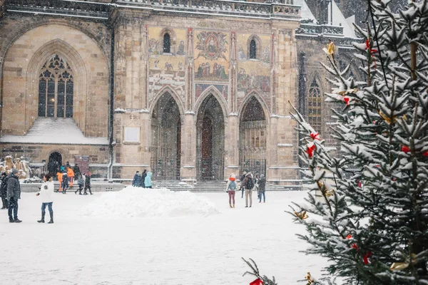 Veitskathedrale Prag Schnee — Stockfoto