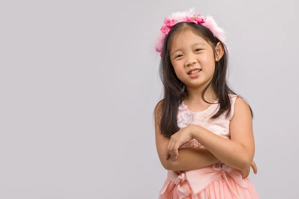 Criança em Princesa Vestido, Isolado em Branco — Fotografia de Stock