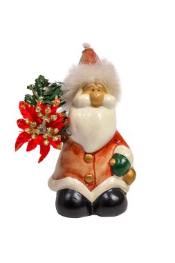 Ahşap Noel baba bebek beyaz arka plan üzerinde izole